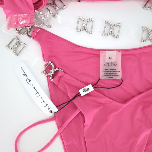 Monica Hansen Beachwear Shine Like A Diamond Pink Azalea Bikini Set- Size M -NWT - Picture 13 of 15